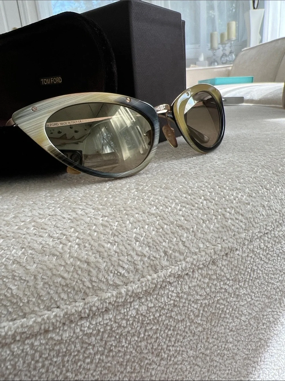 Rare!! Tom Ford Grace Mirrored Gold Havana Sunglasses